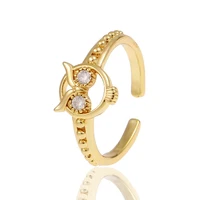high quality lucky jewelry copper inlaid zircon ring owl personality tail ring wild finger link day gift female