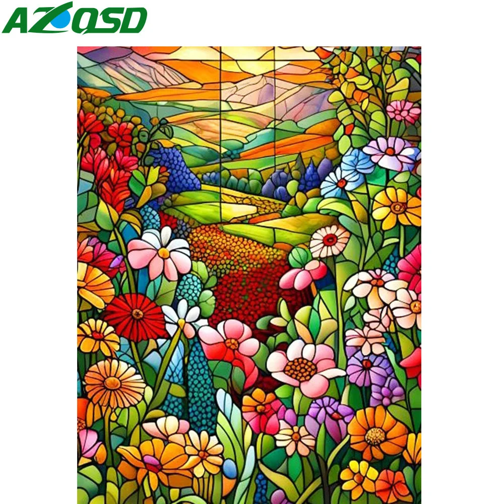 AZQSD Набор Алмазной Живописи 30x30 См Полный Круглый Сверл Тигр Панда Кот Черепаха