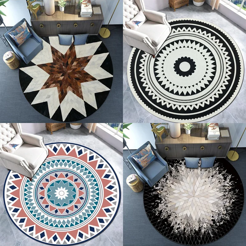 

round Carpet Living Room Bedroom Bedside Blanket Modern Minimalist Hanging Basket Glider Computer Chair Floor Mat