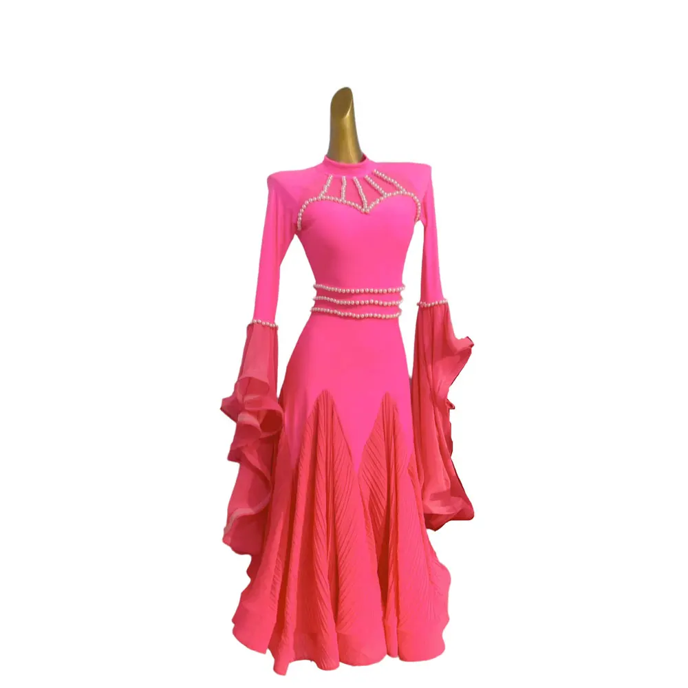 Женская элитная розовая современная жемчужная юбка для соревнований по