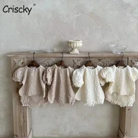 criscky kids summer short sleeve solid romper elegant casual cute lovely girls outfits newborn sunsuit baby boy clothes