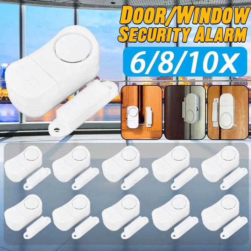 

4/6/8/10pcs Wireless Window/Door Entry Security Burglar Alarm Chime Doorbell Magnetic Sensor For Home Office Window Door Sensor