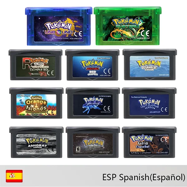 Фото Игровая карта ESP для видеоигровой консоли Pokemon Unound Quetzal AshGray Liquid Crystal Gaia FireRed Rocket для GBA №1