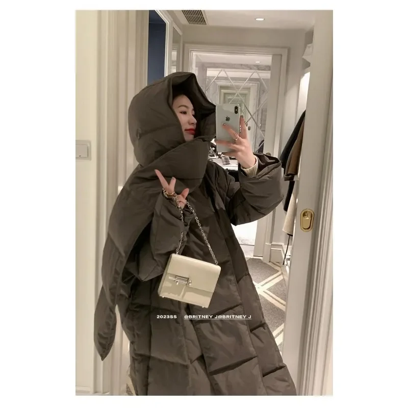 Зимний теплый подвесной шарф без возврата длинное стеганое пальто парки толстое