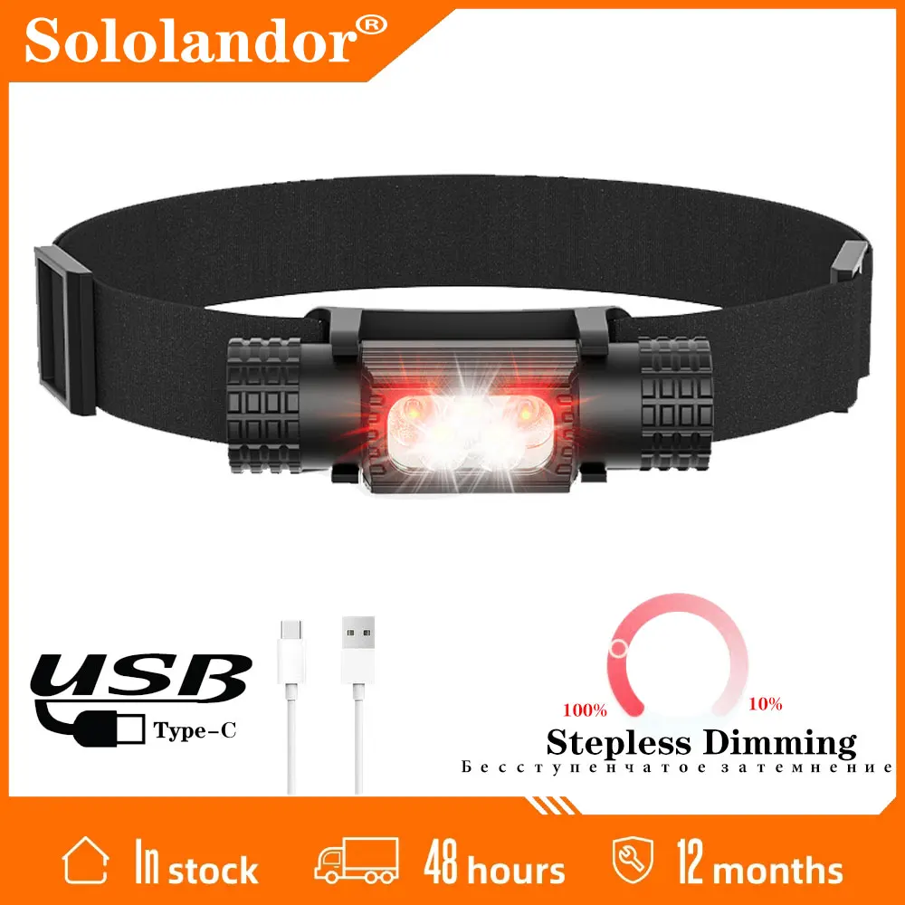 

Светодиодный мини-налобный фонарь L2 U2 XPG2, мощный белый и красный фонарь 18650, перезаряжаемый фонарь USB Type-C, фонарик для кемпинга и охоты