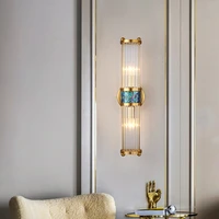 golden nordic lamp crystal wall sconce light copper indoor wall lighting for living room dining background bedroom stair