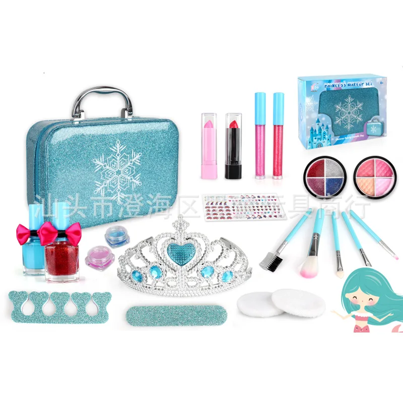 

New girls Kids Cosmetics snowflake Frozen Makeup Girls Cosmetic Bag Show Set Birthday Gift Toys