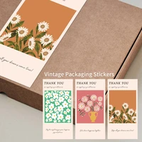 50pcs25sheet flower thank you stickers seal labels stickers gift decoration stickers small business vintage packaging stickers
