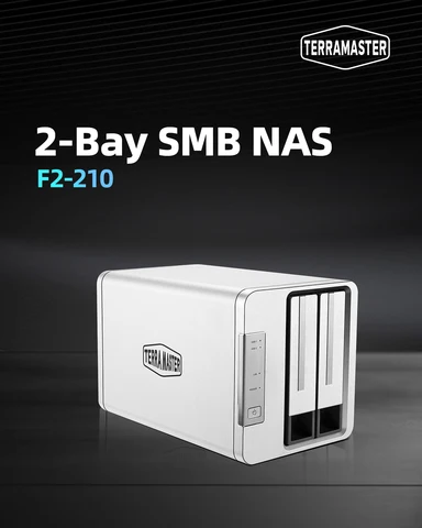 Сетевой накопитель-медиасервер TerraMaster F2-210 с четырехъядерным ЦП, двумя отсеками и персональным частным облаком (поставляется без дисков)