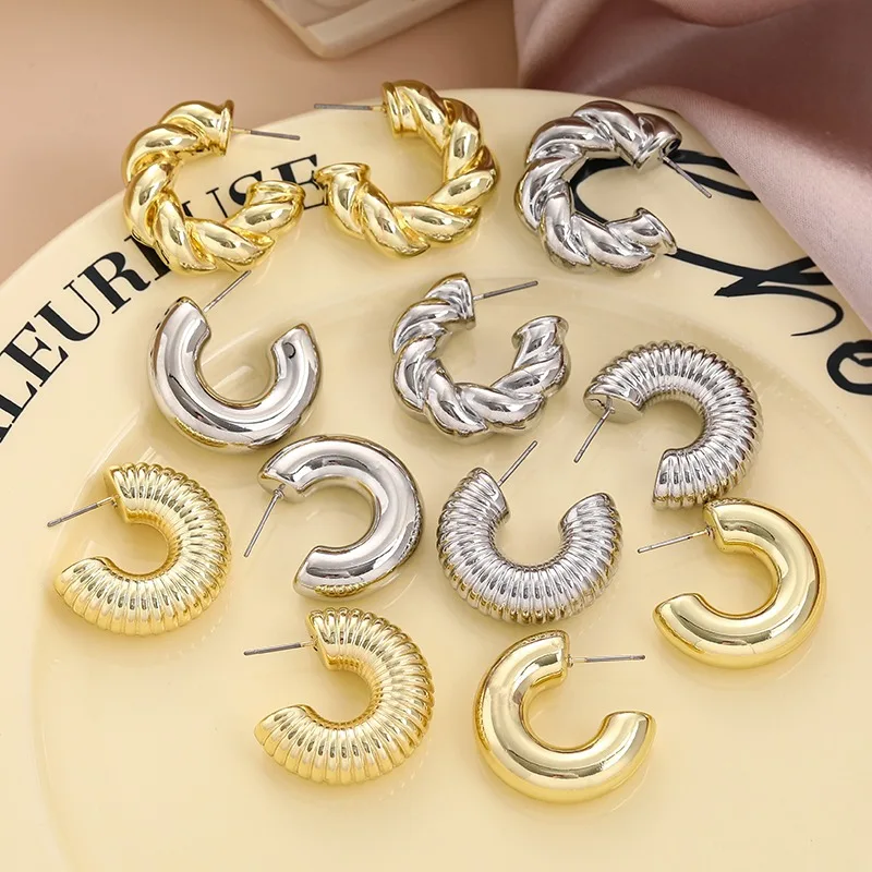 Циркониевые двухслойные серьги-каффы для ушей без пирсинга