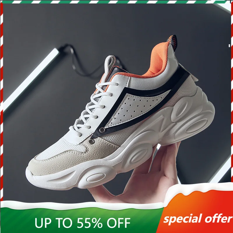 

Men's Casual Fashion Shoes Lace Up Leather Platform Shoe Tenis Walking Shoes Men Mesh Breathable Flats Masculino Zapatos Mujer