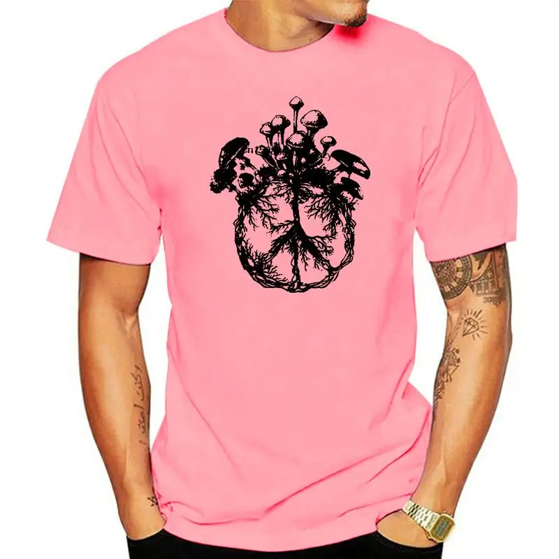 Mushroom Peace Sign Men T-Shirt Cotton S-3Xl Gold Streetwear Funny Tee Shirt