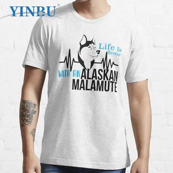 

Life Is Better With An Alaskan Malamute Dog Lover Sayings YINBU Brand High quality Men's short t-shirt 2023 Graphic Tee