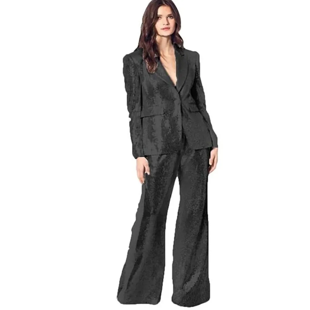 Fashion women's business two-piece sequin decoration dress party wedding Tailcoat  women's formal commuting suit