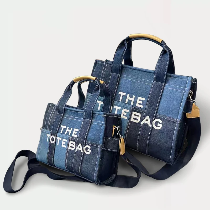 Luxury Brands Denim The Tote Bags for Women Handbags Designer Canvas Shoulder Crossbody Bag  Patchwork Shopper Purses