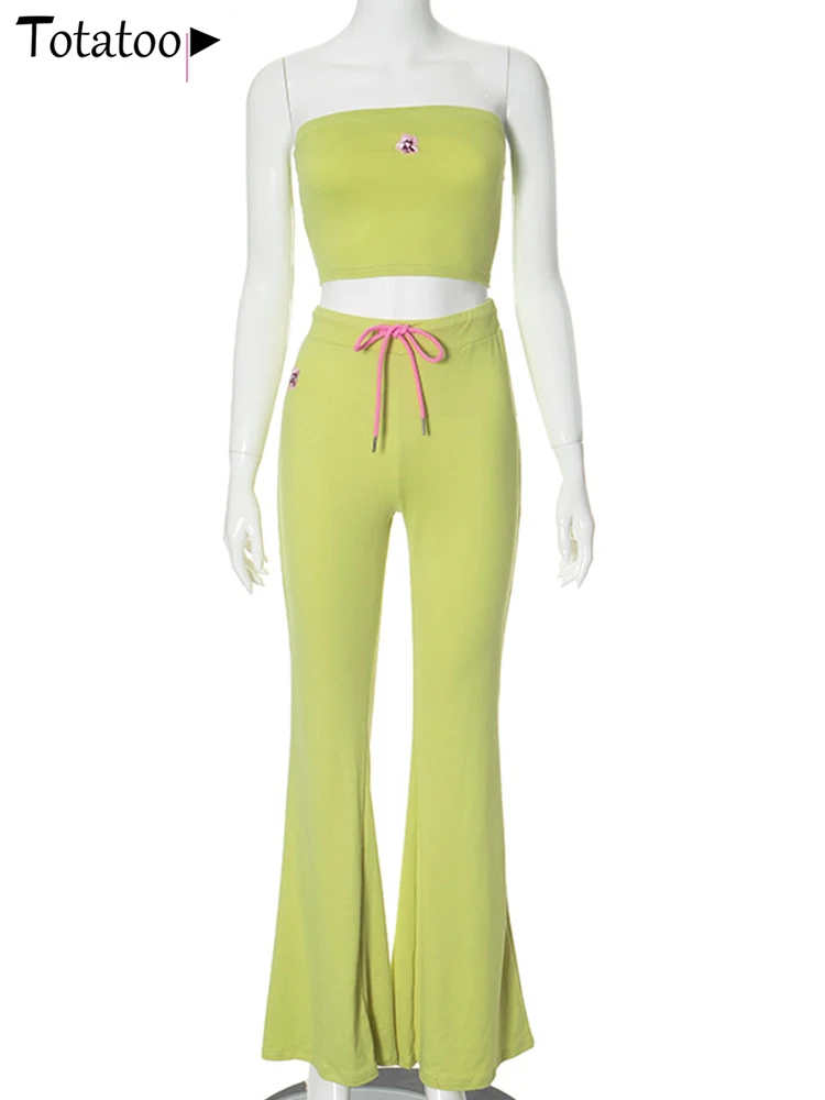 Однотонный комплект из двух предметов с цветочной вышивкой Totatoop женский летний