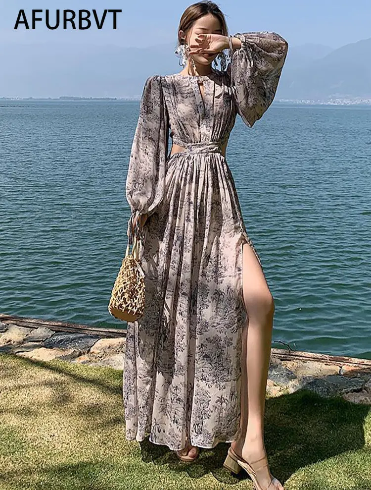 

Летние повседневные женские платья с принтом, праздничное пляжное платье большого размера, длинное платье-накидка в стиле бохо, женское свободное платье-туника с длинным рукавом