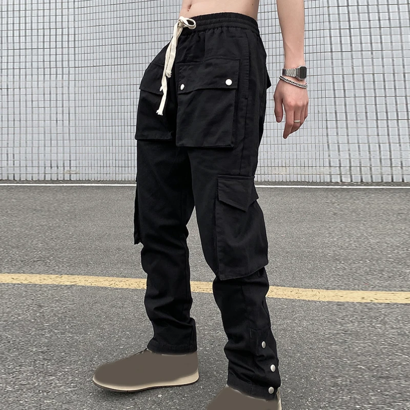 

Pants Men Y2K Black Streetwear Casual Techwear Cargo Men's Pants Overalls Low Waist Joggers Trousers Sweatpants All-match 2023