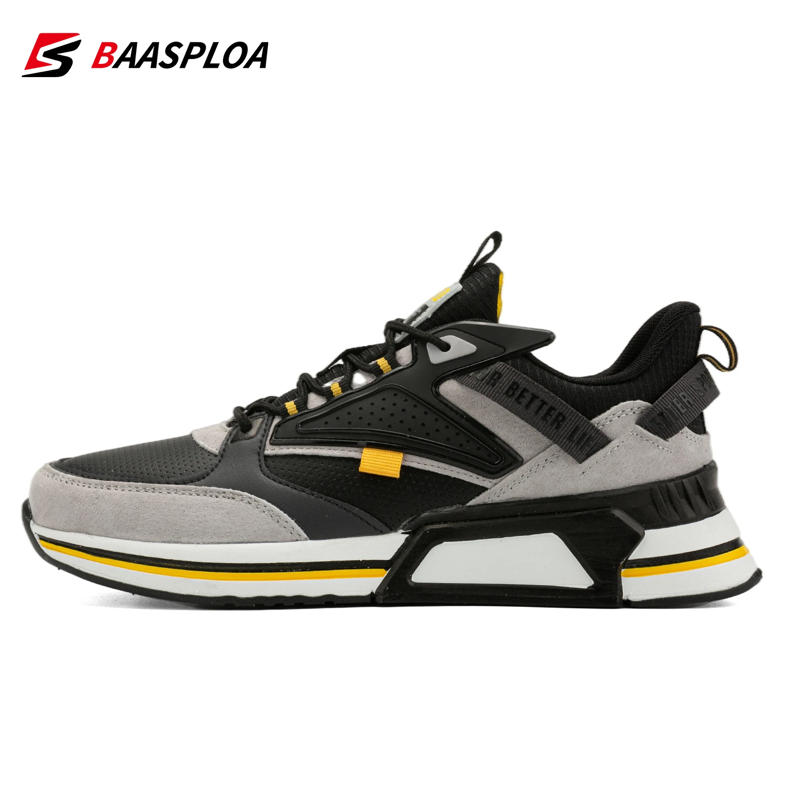 Baasploa 2021 Men Casual Walking Shoes Waterproof Fashion Leather Running Shoes Non-Slip Wear-Resistant Male Sport Sneakers