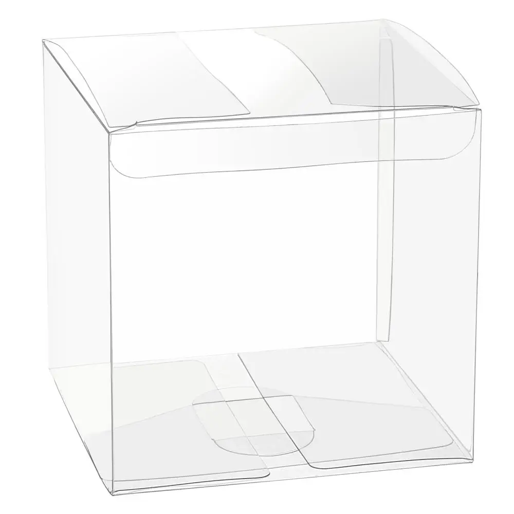 10pcs Clear Plastic Box 10x10x10cm Cube Foldable PET Boxes For Candy/Jewelry/Crafts Packaging Display Containers