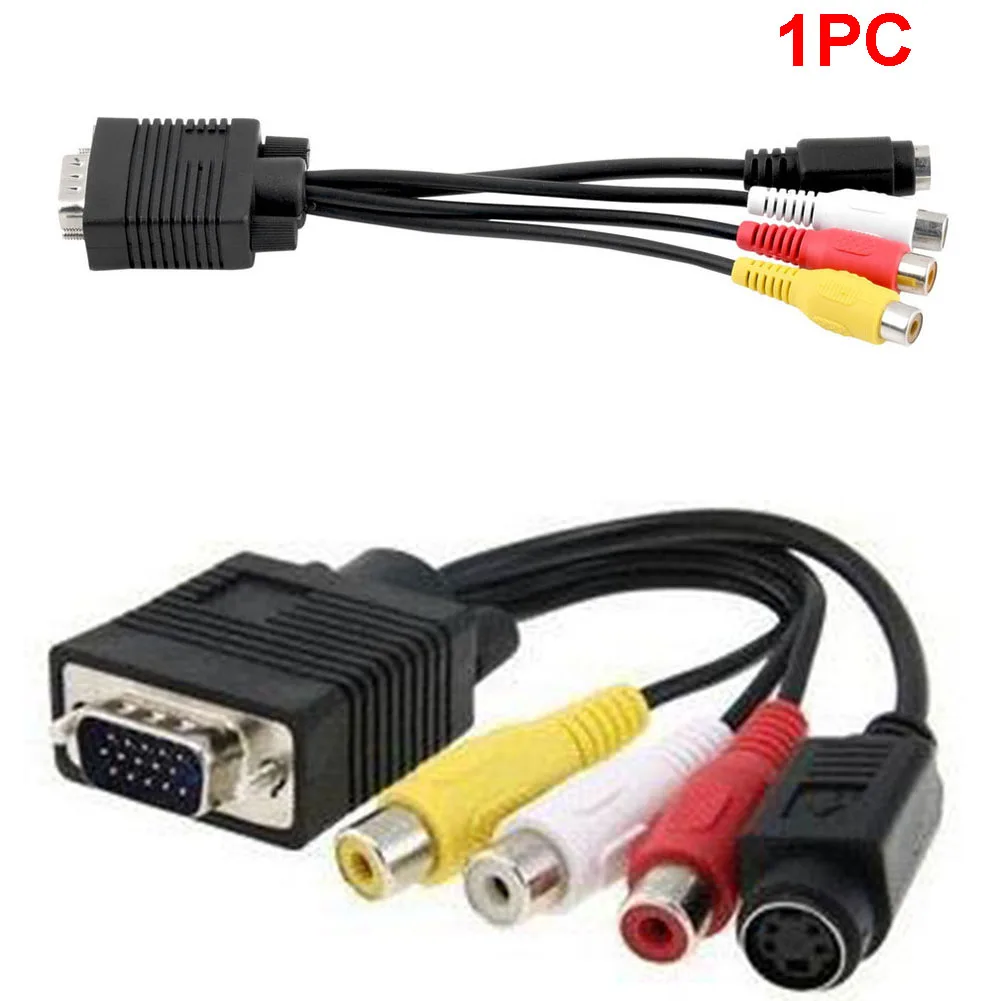 Прочный ПК композитный VGA SVGA к S-видео HD 3 RCA портативные практичные аксессуары AV