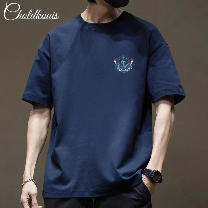 Винтажная мужская хлопковая футболка в американском стиле из чистого хлопка с