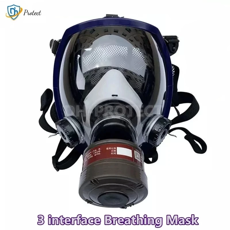 

Многофункциональная полноразмерная маска с 3 портами, сферическая суперпрозрачная Полностью герметичная защитная маска, распылительная краска, промышленная загрязняющая газовая маска