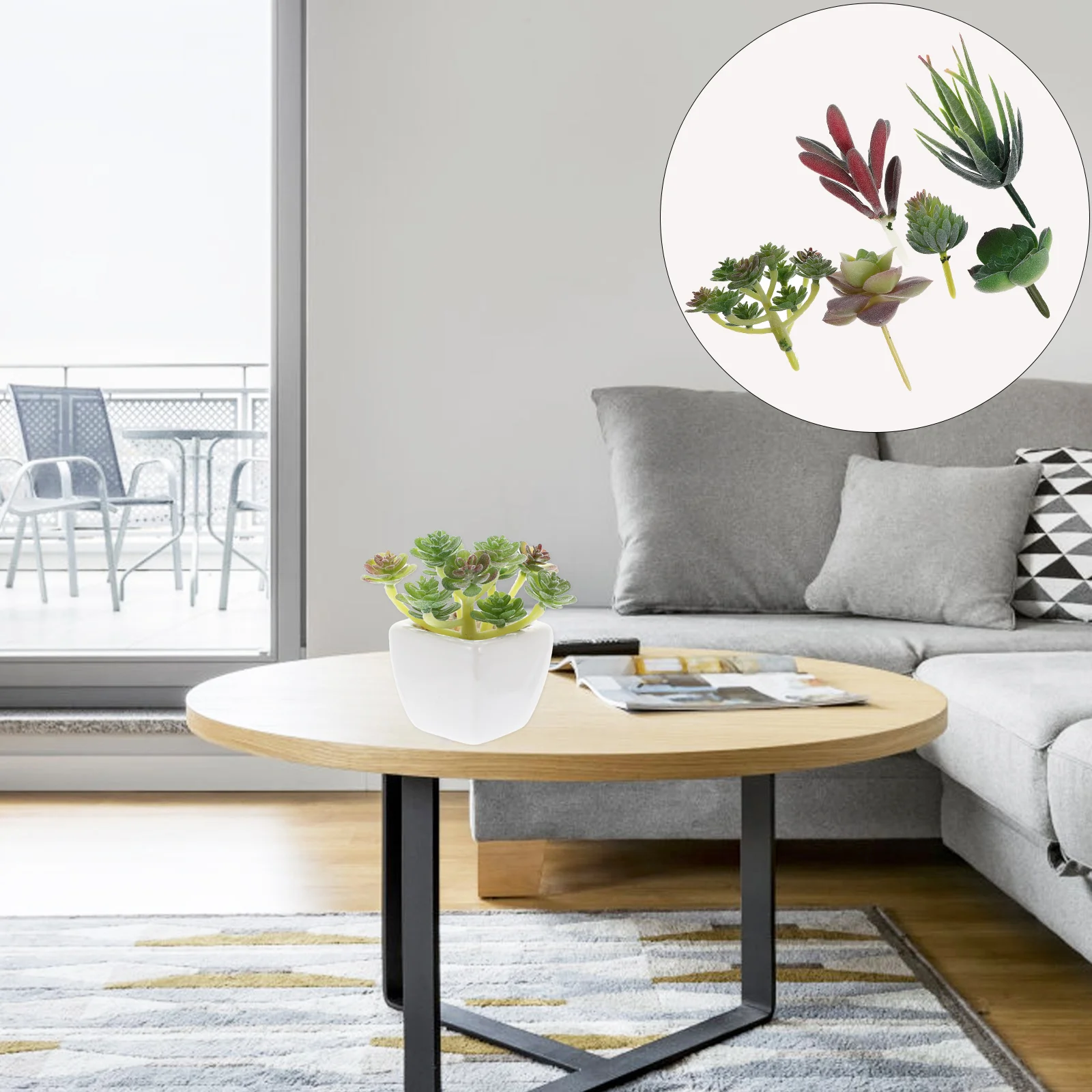 

6 Pcs Simulated Succulents Plastic Green Leaf Terrariums Faux Plants Indoor DIY Accessories Artificial Twig Fake