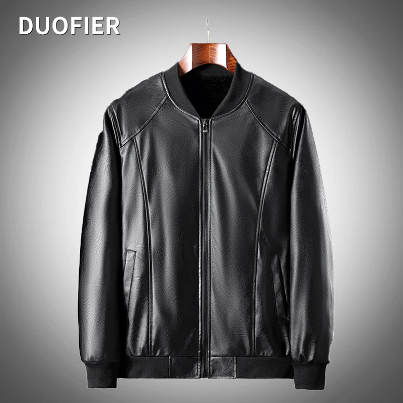 

Men Black Classic Coat Leather Jacket Bomber Motorcycle Jacket Man Biker Baseball Jackets Plus Size Fashion Causal Plus Velvet