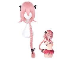 new arrival game fate apocryph astolfo cosplay wigs 75cm pink heat resistant synthetic hair perucas cosplay wigwig cap