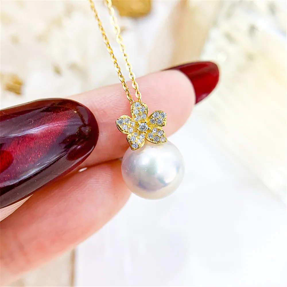

DIY Pearl Accessories 925 silver pendant empty holder fashionable gold silver pendant with 10-13mm round beads