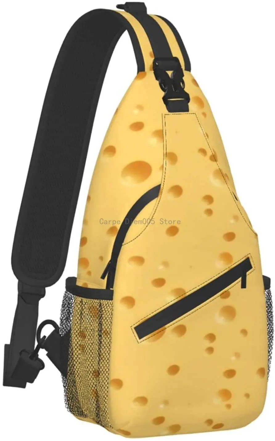 

FUNNY FOOD cheese PATTERN Cross Chest Bag Diagonally Sling Backpack Travel Hiking Daypack Pattern Rope Crossbody Shoulder Bag