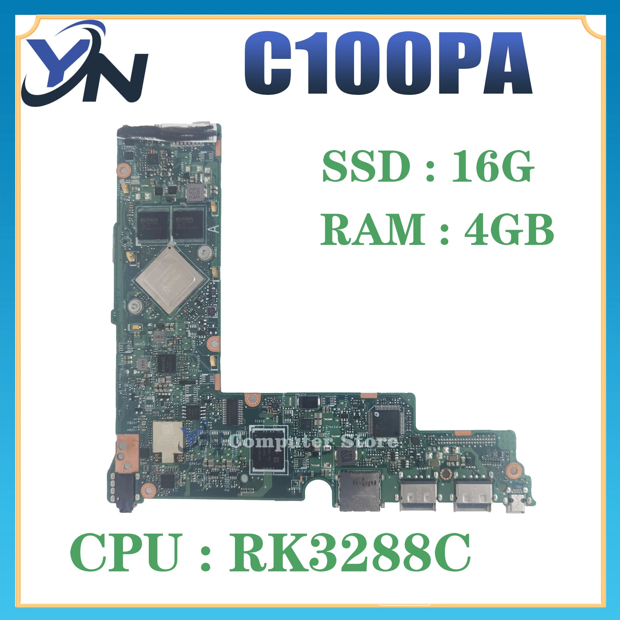 

Notebook C100PA Mainboard For ASUS Chromebook Flip C100 C100P Laptop Motherboard CPU RK3288C 2GB/RAM EMMC-16G 100% TEST OK