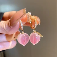 fashion 925 silver needle elegant delicate sweet romantic zircon crystal persimmon ear buckles womens jewelry gift wholesale