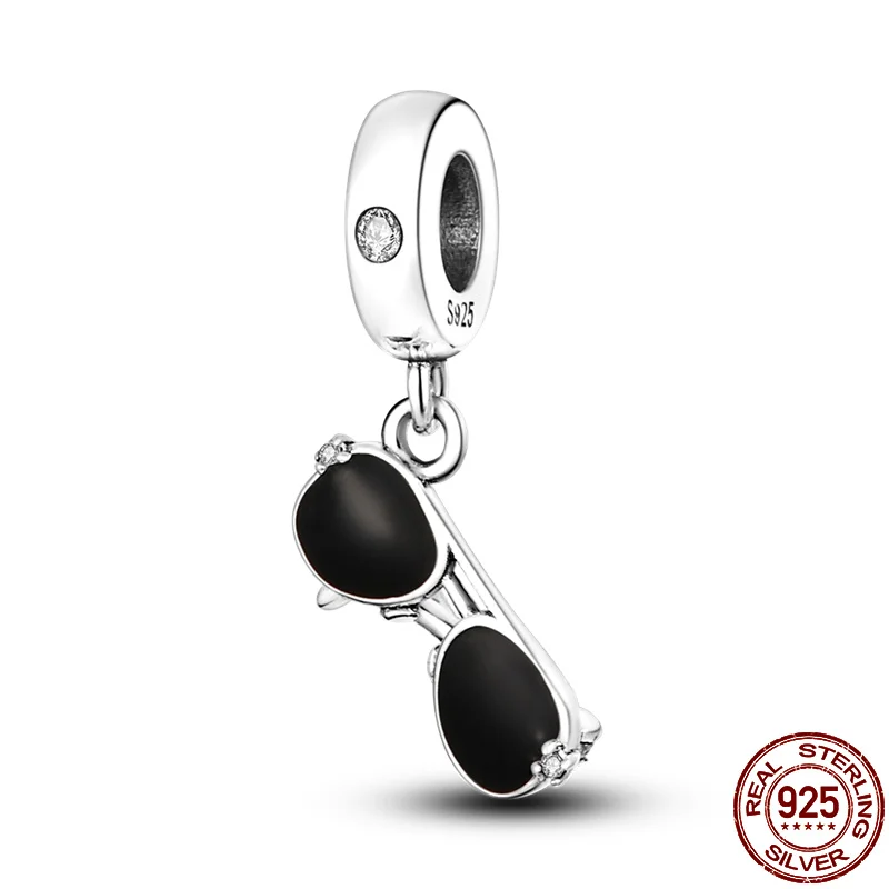 

plata charms of ley 925 original fit pandora 925 original bracel 925 silver Sun sunglasses beads charm diy women pendant jewelry