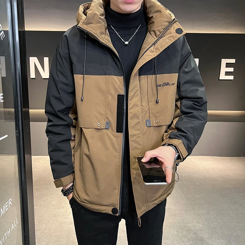 2023 Men's Down Jacket Duck Winter Warm Hooded Puffer Jacket Men Vintage Clothes Padded Spring Bomber Male Parka Coat