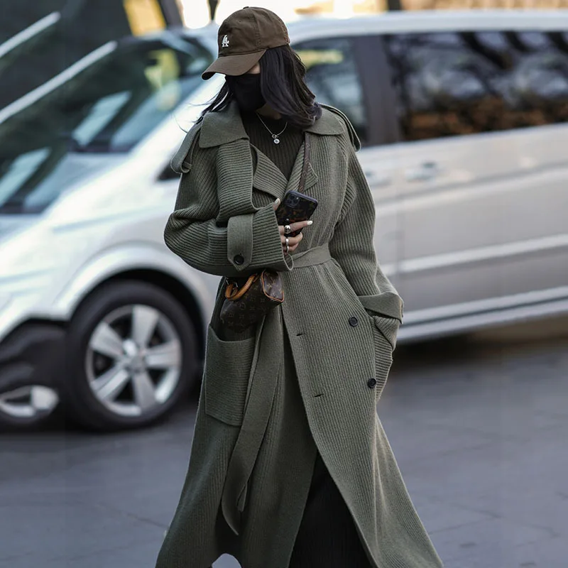 

SuperAen стиль ретро шик длинный свитер пальто новый дизайн корейский стиль вязаный кардиган пальто для женщин