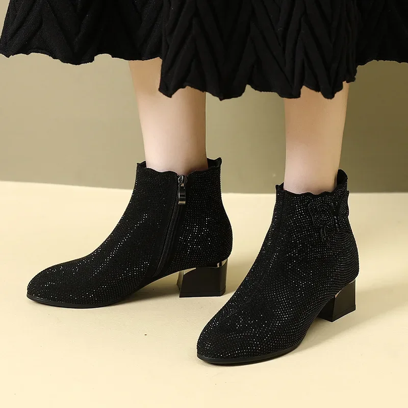 Женские ботильоны челси из синтетической кожи до середины икры большой размер