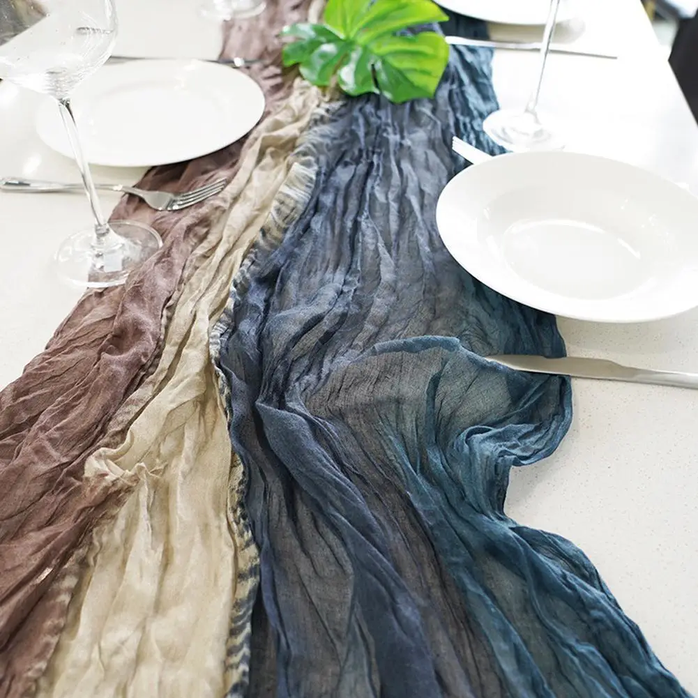 

Bohemian Style Luxury Table Flag Balinese Tie Dyed Pleated Tablecloth Wedding Party Decoration Fried Dough Twists Table Flag