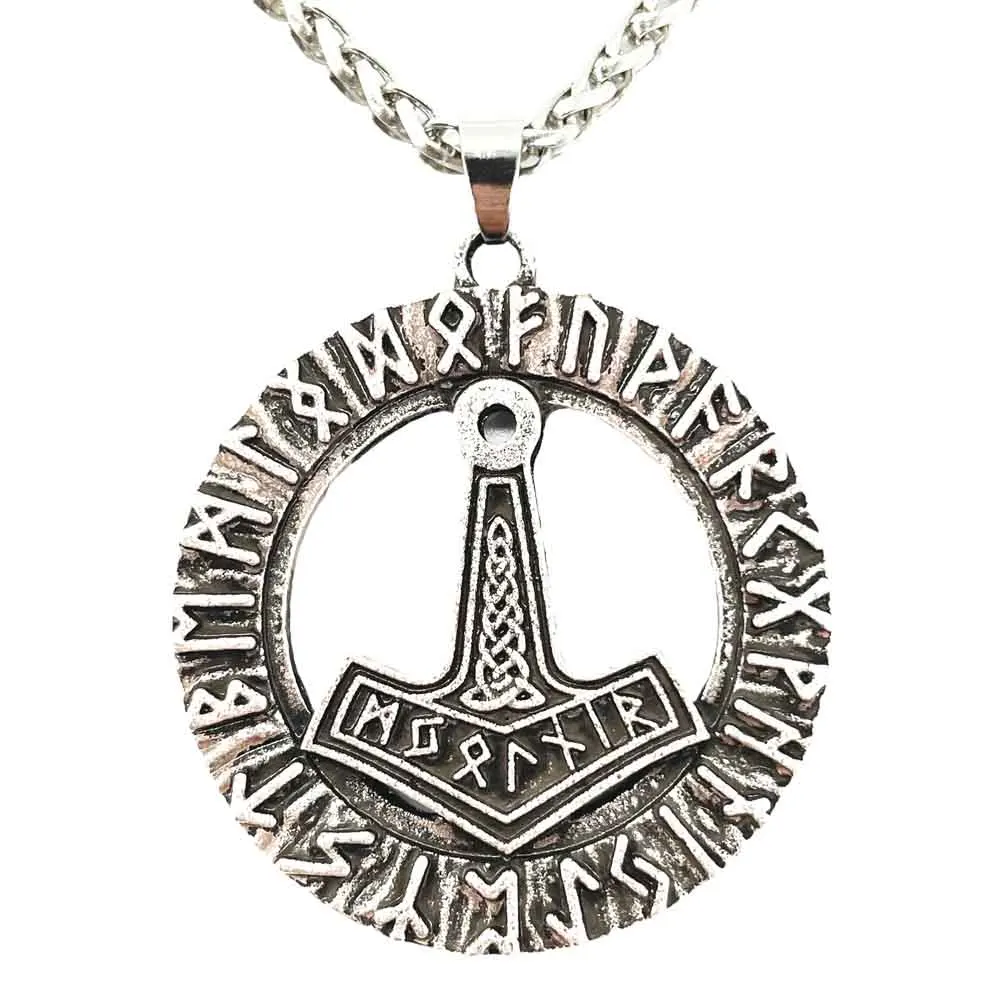 

Nostalgia Norse Thor Hammer Mjolnir Viking Runes Talisman Amulet Jewelry Male Pendant Gothic Necklace Accessories