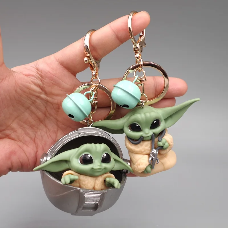 Baby Yoda Pendant Model Keychain Kawaii Cartoon Keyring Anime Figure Yoda Key Chain Kids Toy
