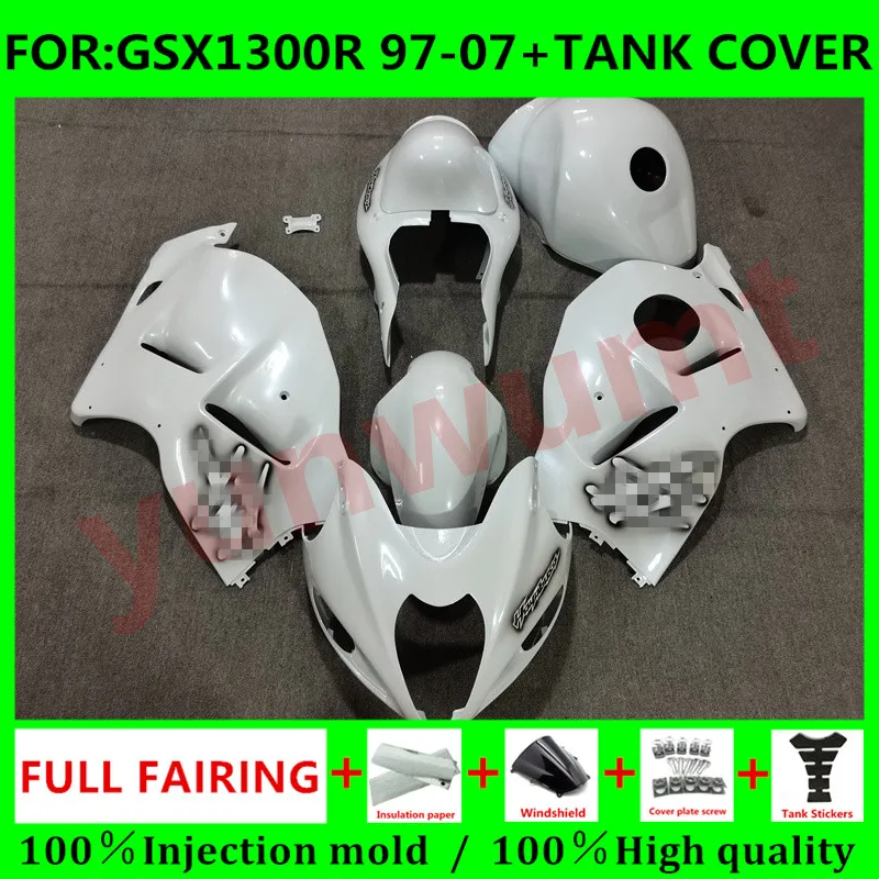 

Motorcycle HAYABUSA Fairing + Tank Cover for Suzuki GSXR1300 03 04 05 06 07 GSX1300R 97 98 99 00 01 02 Fairings set black white