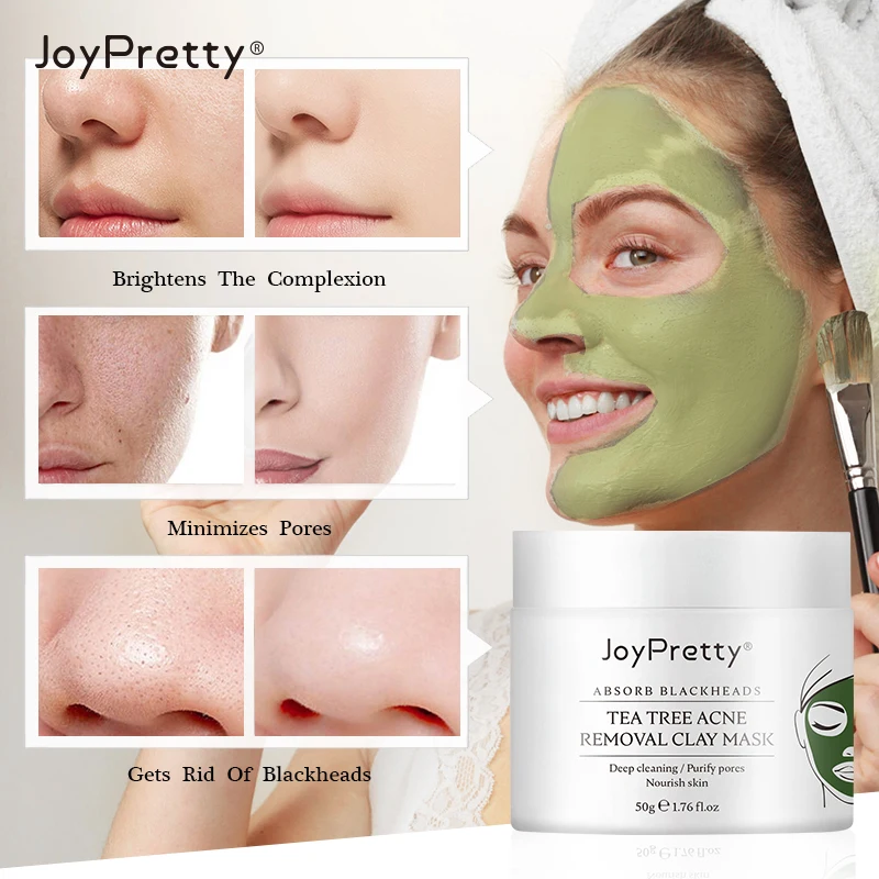 Joypretty Tea Tree Mask To Clean Pores Remove Blackheads Remove Acne Smooth And Tender Muscles Green Tea Smear Mask Mud 50G