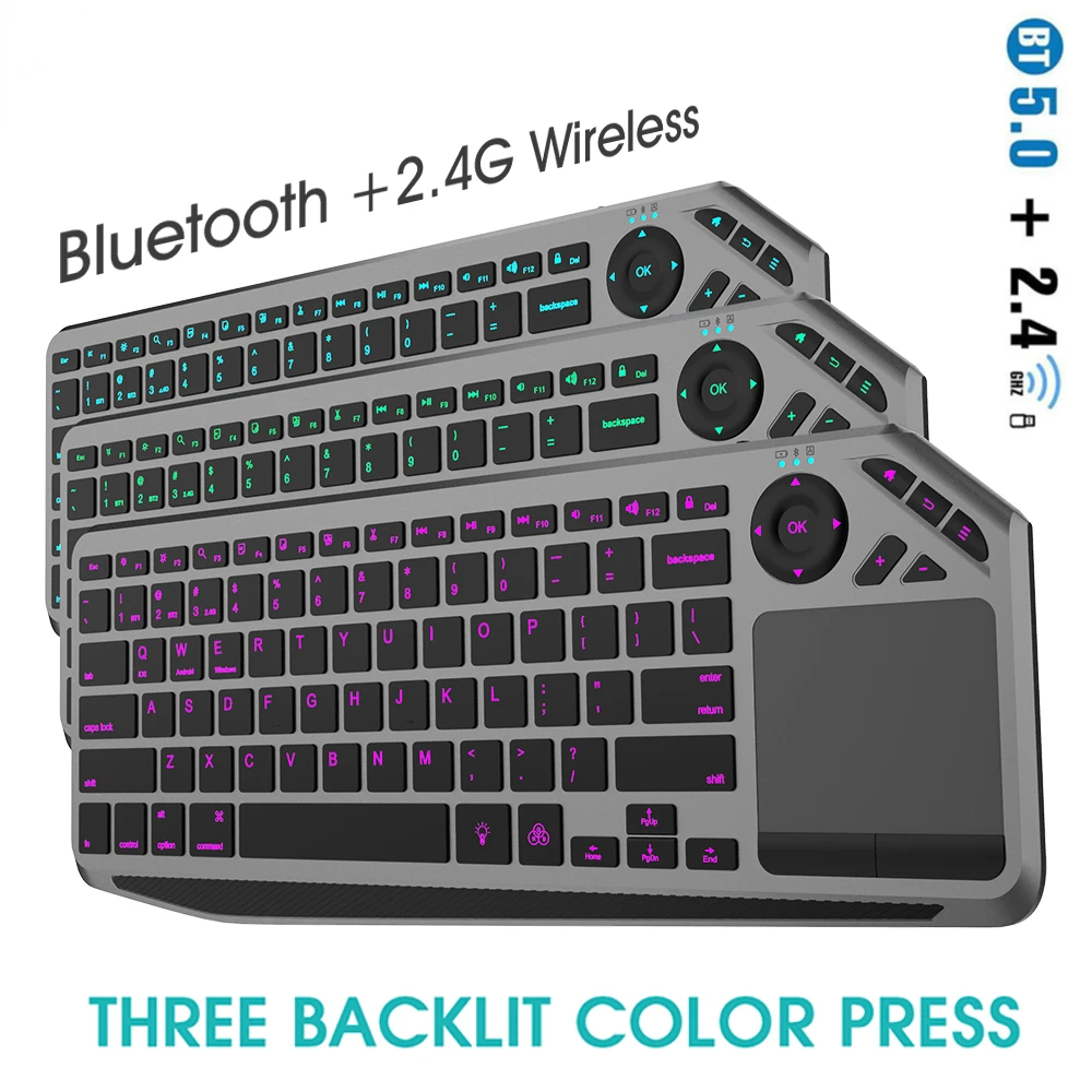 

2023 trend Keyboard Bluetooth 2.4G Wireless Touch TV Keyboard with Easy Media Control and Built-In Touchpad Mouse Solid Stainles