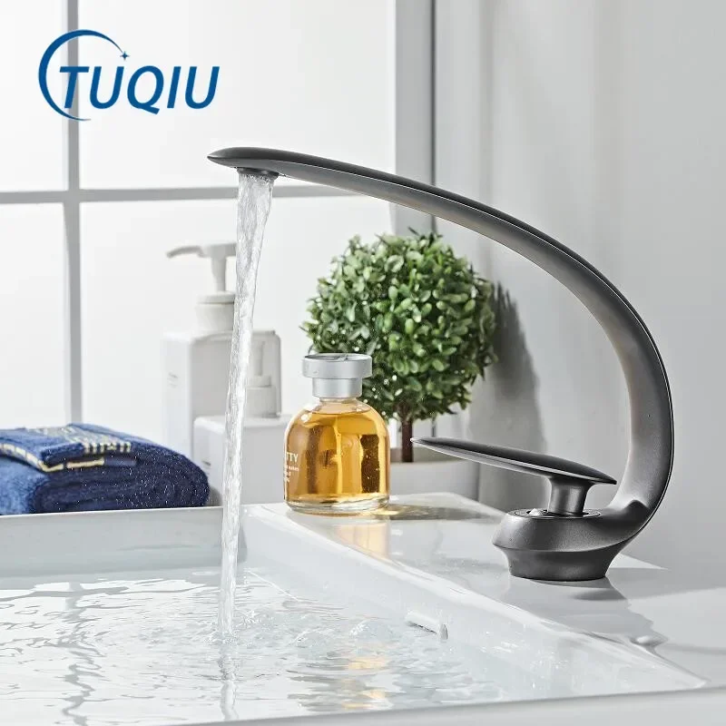 Серый смеситель для раковины розовое золото ванной комнаты латунный умывальника