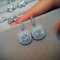caoshi noble female dangle earrings brilliant crystal cz drop ear accessories delicate luxury women wedding ceremony jewelry