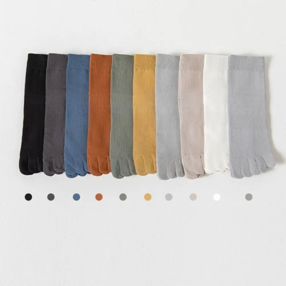 Хлопковые мужские носки с пятью пальцами до щиколотки средней длины сетчатые