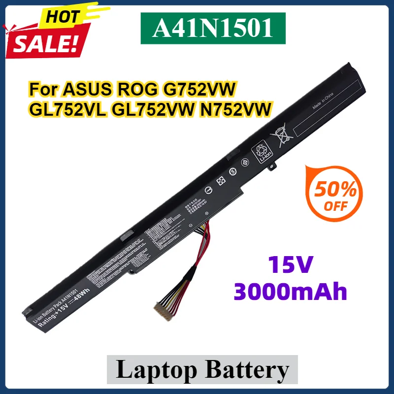 A41N1501 Замена аккумулятора для ноутбука ASUS ROG G752VW GL752VL GL752VW N752VW N552V N552VX N752V Series A41LK9H