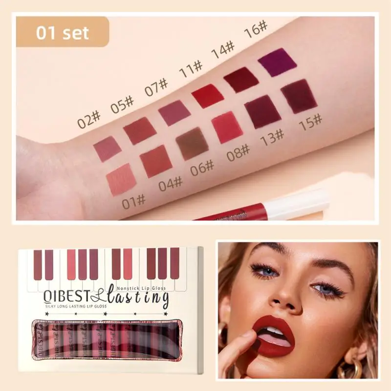 

Lip Glaze Moisturizing Set Lip Pigment Lips Makeup Liquid Lipstick Velvet Matte Lipstick Red Lip Tint Cosmetics Lipgloss Set