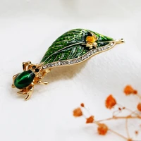 european and american animal brooches personality creative drip oil rhinestones insect leaves clothing accessories corsage
